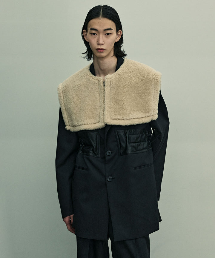 【stein】OVERSIZED LEATHER CORSETED JACKET - BLACK