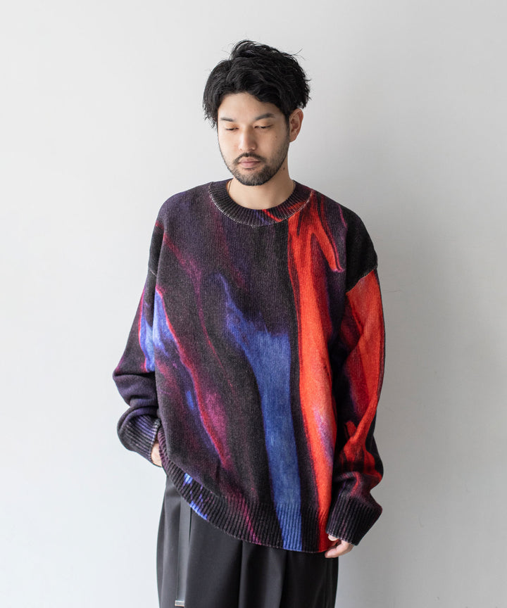 stein(シュタイン)の23AWコレクションEXTRA FINE LAMBS PRINTED KNIT LSのBLUE