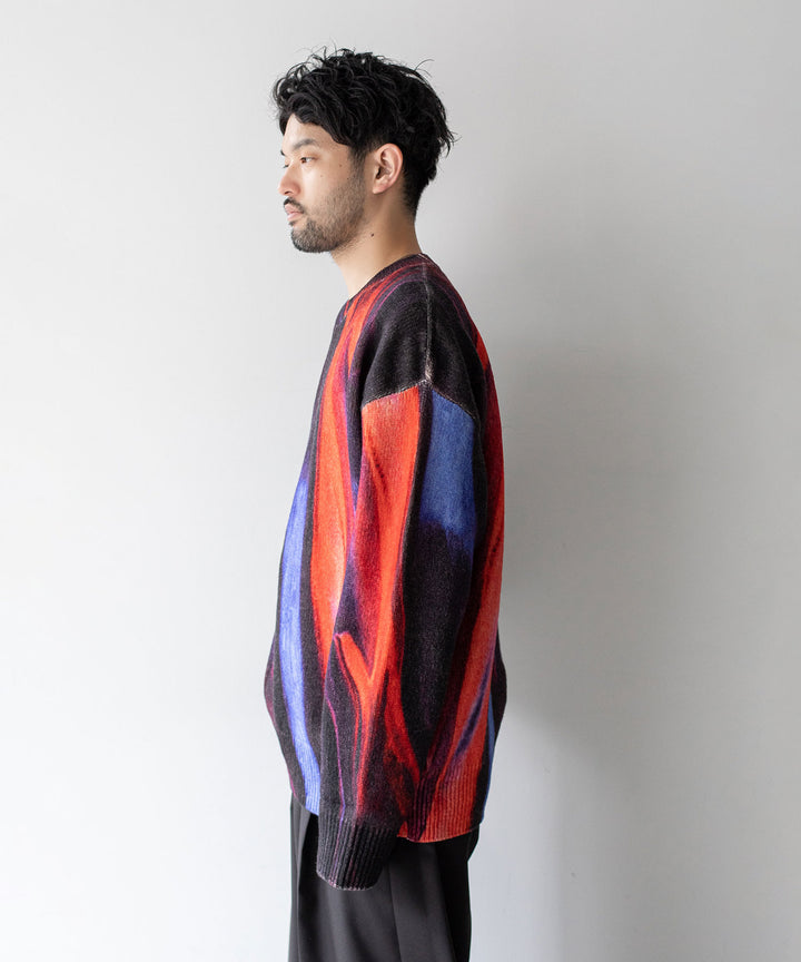 stein(シュタイン)の23AWコレクションEXTRA FINE LAMBS PRINTED KNIT LSのBLUE