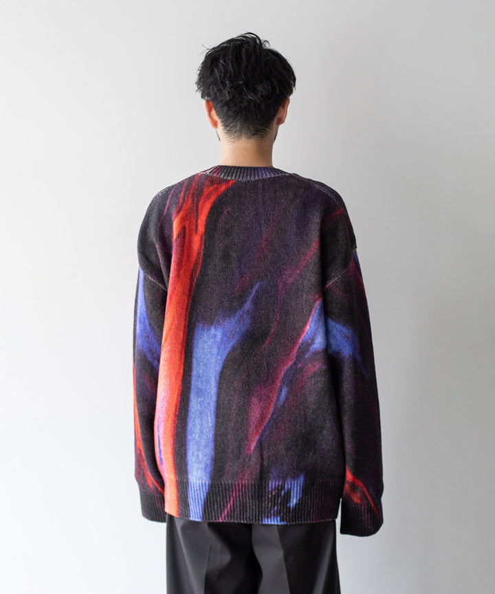 stein(シュタイン)の23AWコレクションEXTRA FINE LAMBS PRINTED KNIT LSのBLUE