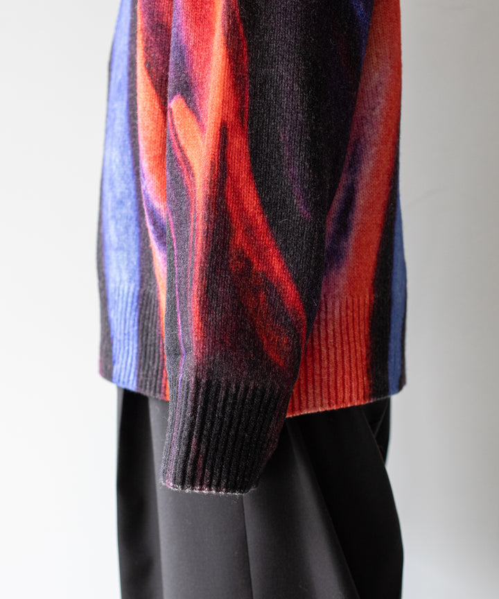 stein(シュタイン)の23AWコレクションEXTRA FINE LAMBS PRINTED KNIT LSのBLUE