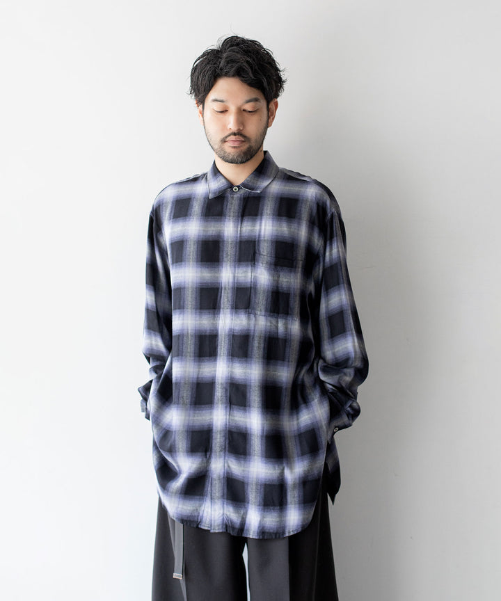 stein(シュタイン)の23AWコレクションOVERSIZED BREAKABLE LONG SHIRTのPURPLE OMBRE