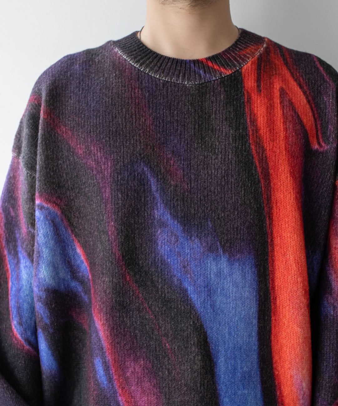 stein(シュタイン)の23AWコレクションEXTRA FINE LAMBS PRINTED KNIT LSのBLUE