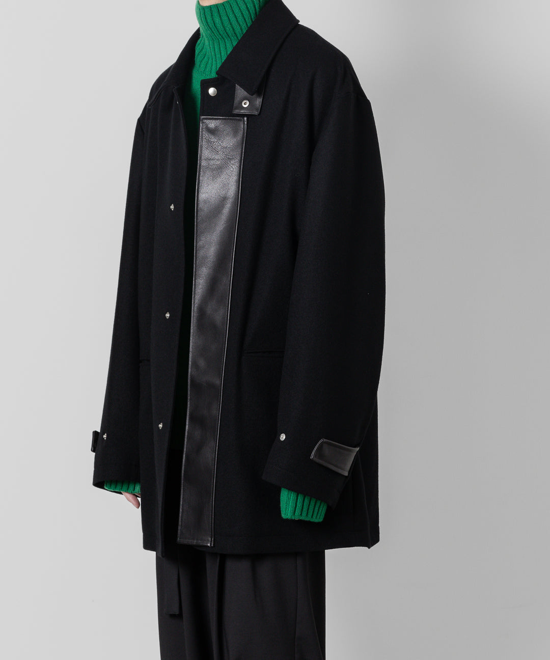 stein(シュタイン)の23AWコレクションLEATHER FLY FRONT LONG JACKETのBLACK