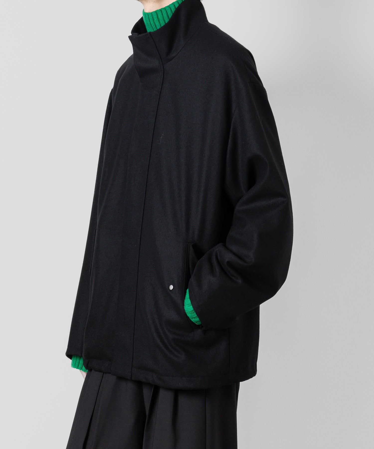 stein(シュタイン)の23AWコレクションMELTON STAND COLLAR ZIP SHORT JACKETのBLACK sessionセッション福岡セレクトショップ 公式通販サイト