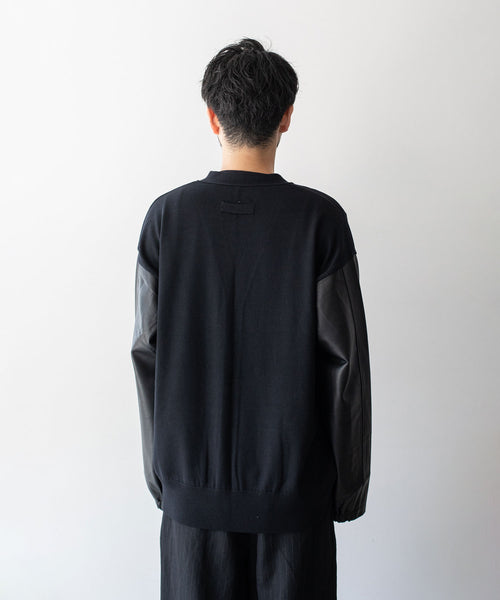 stein / シュタイン】LEATHER SLEEVES HIGH COUNT KNIT CARDIGAN 