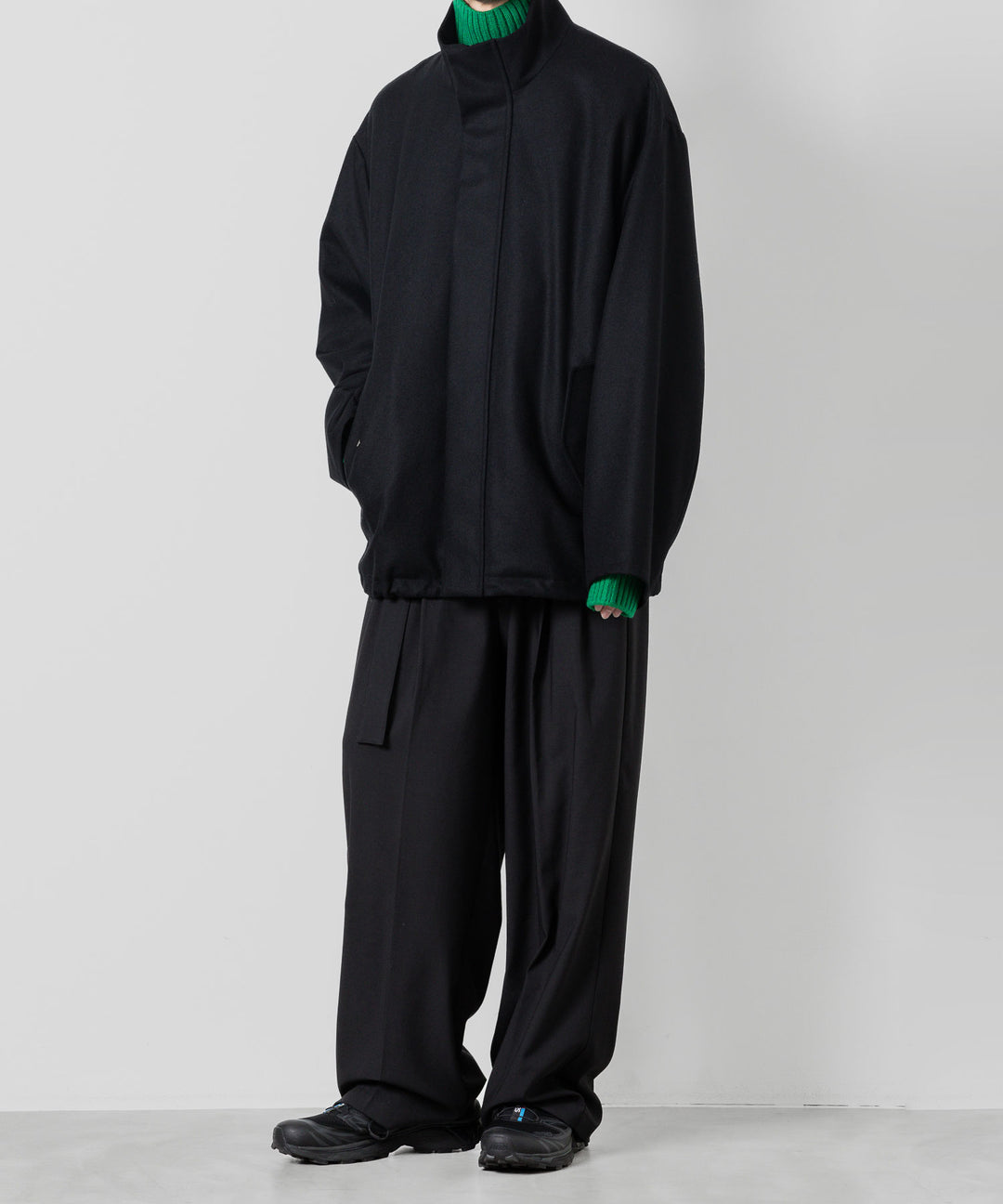 stein(シュタイン)の23AWコレクションMELTON STAND COLLAR ZIP SHORT JACKETのBLACK sessionセッション福岡セレクトショップ 公式通販サイト