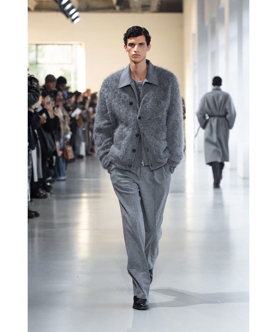 【ssstein】KID MOHAIR KNIT V NECK CARDIGAN - GREY