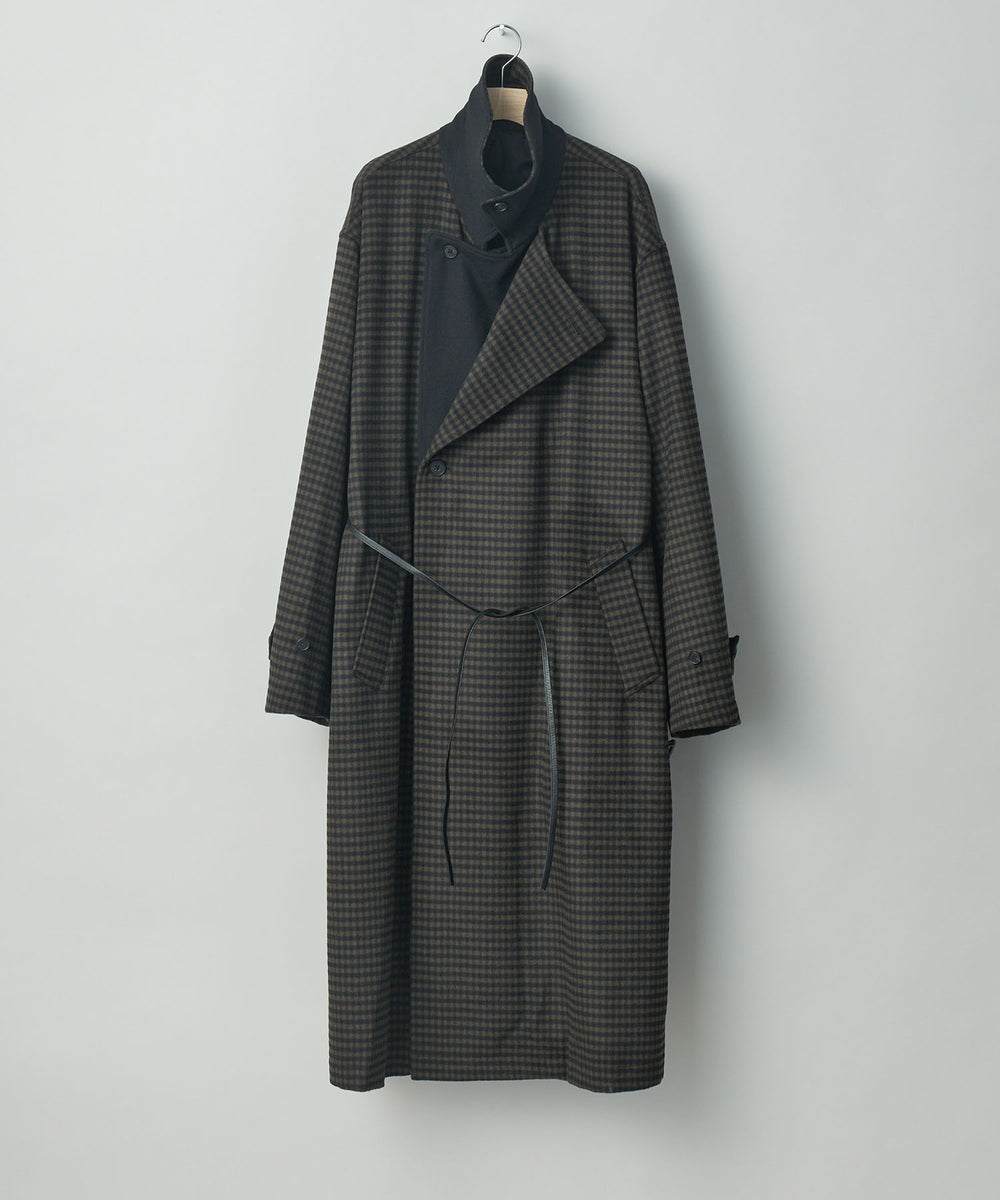 stein(シュタイン)の23AWコレクションのDOUBLE LAPELED DOUBLE BREASTED COATのGINGHAM × BLACK