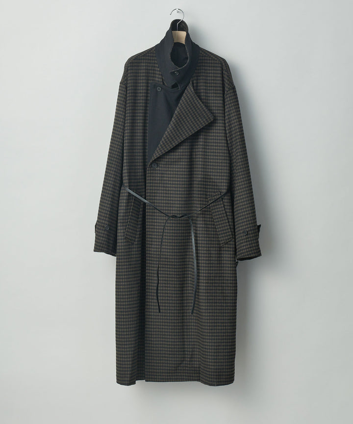stein(シュタイン)の23AWコレクションのDOUBLE LAPELED DOUBLE BREASTED COATのGINGHAM × BLACK