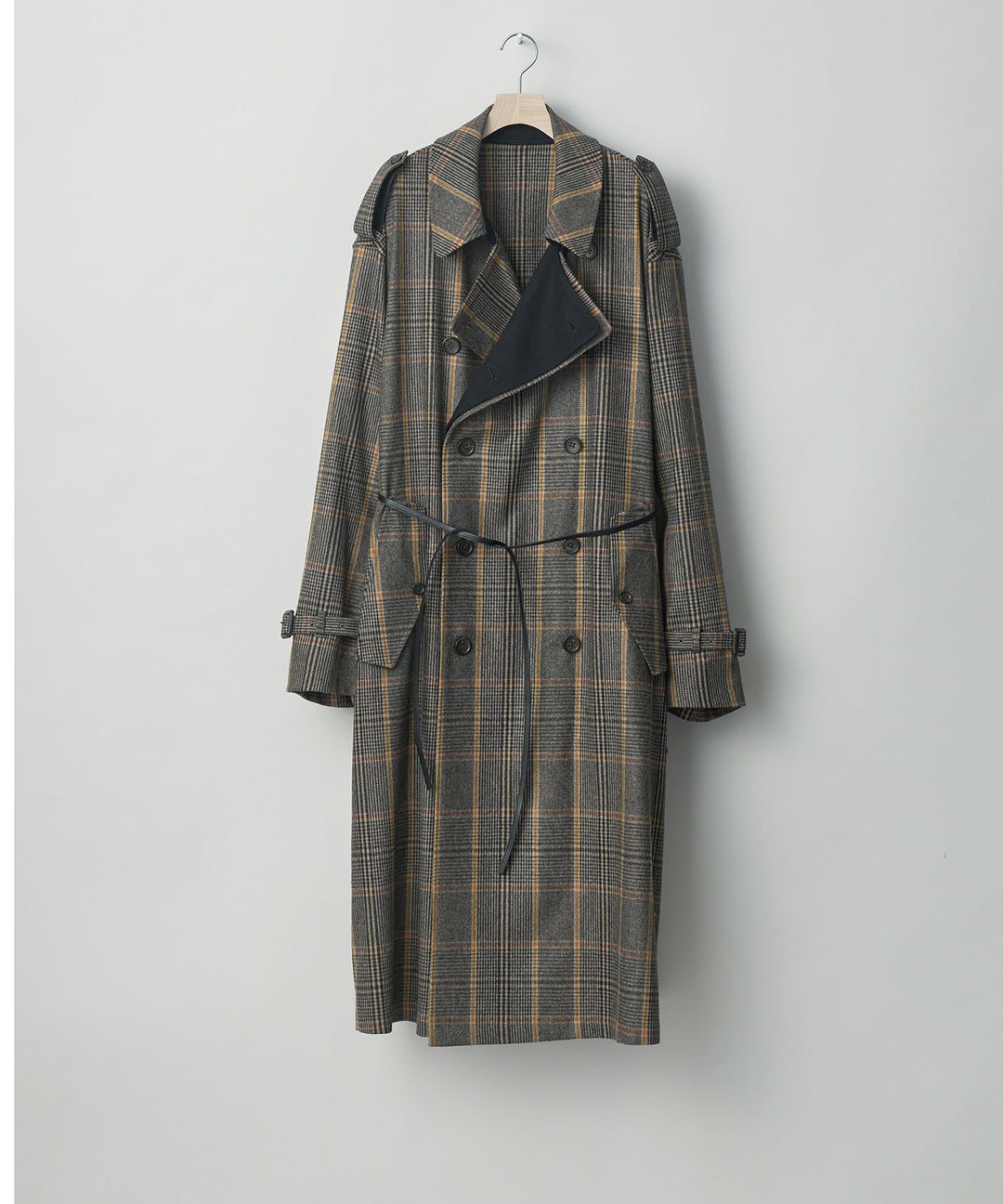 stein(シュタイン)の23AWコレクションOVERSIZED DOUBLE LAPELED TRENCH COATのGLEN CHECK × BLACK
