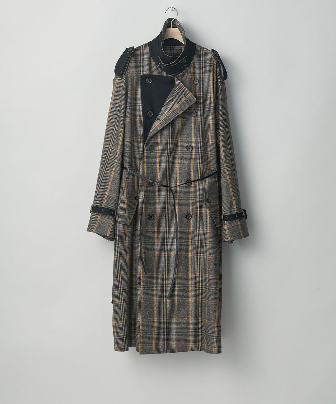 stein(シュタイン)の23AWコレクションOVERSIZED DOUBLE LAPELED TRENCH COATのGLEN CHECK × BLACK