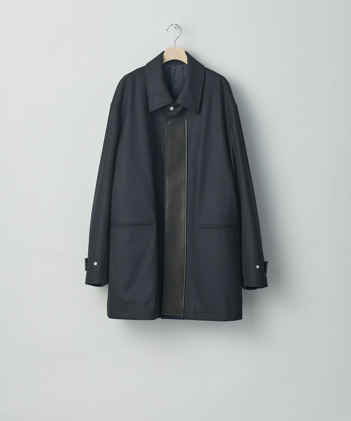 stein(シュタイン)の23AWコレクションLEATHER FLY FRONT LONG JACKETのDARK NAVY