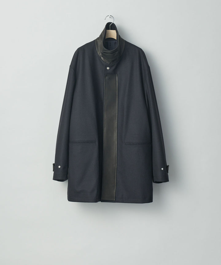 stein(シュタイン)の23AWコレクションLEATHER FLY FRONT LONG JACKETのDARK NAVY