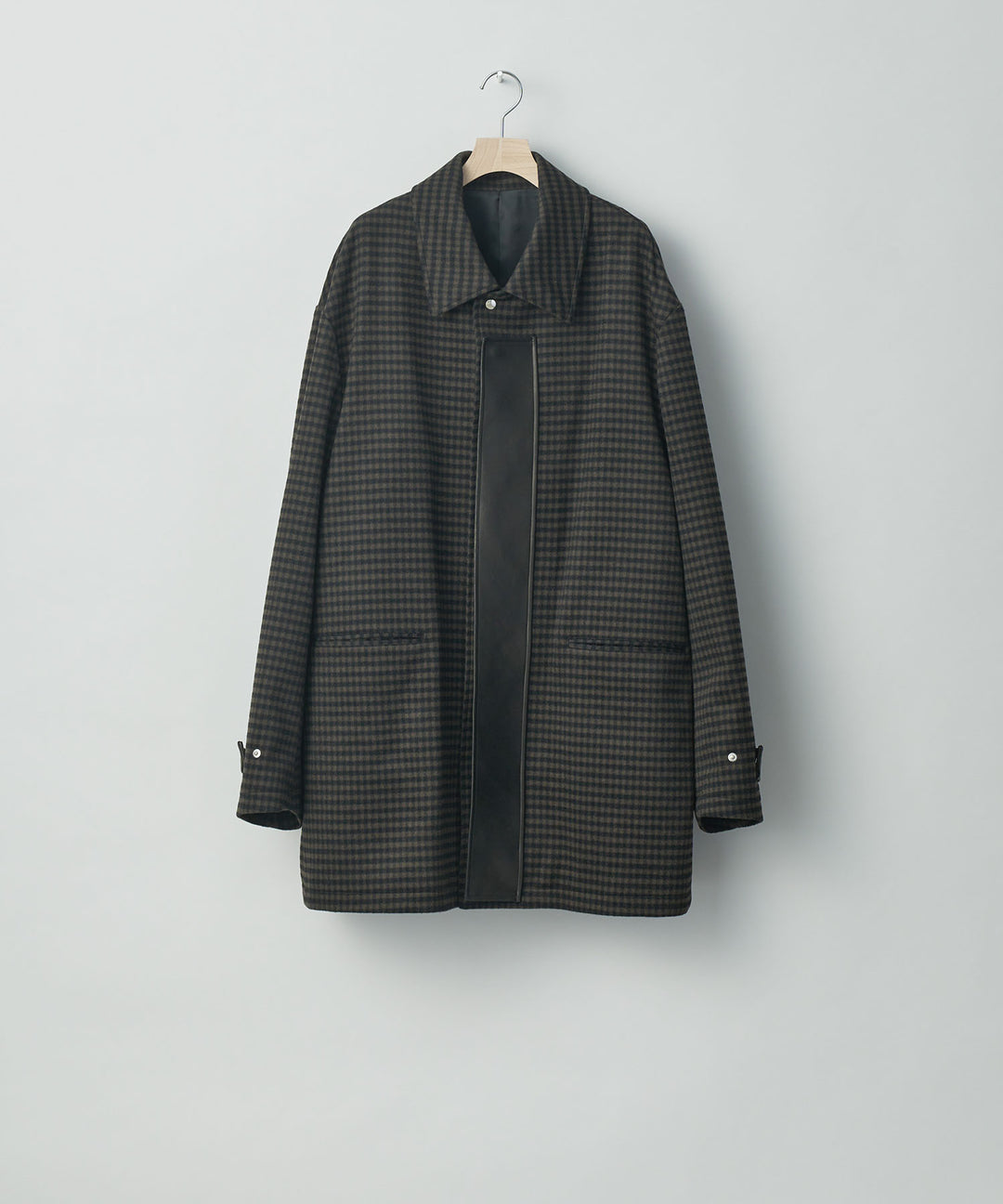 stein(シュタイン)の23AWコレクションLEATHER FLY FRONT LONG JACKETのGINGHAM