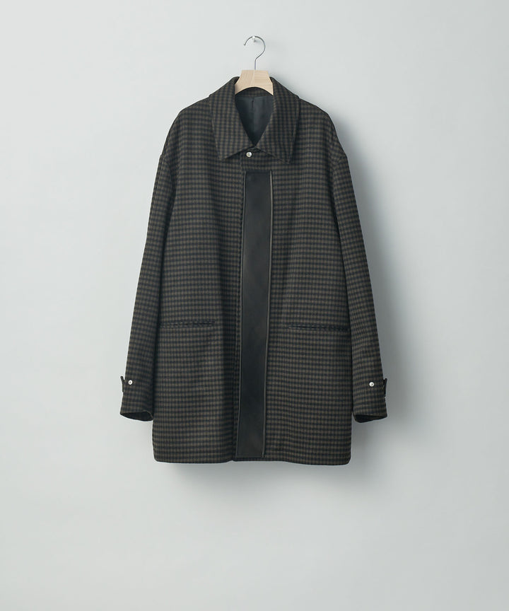 stein(シュタイン)の23AWコレクションLEATHER FLY FRONT LONG JACKETのGINGHAM