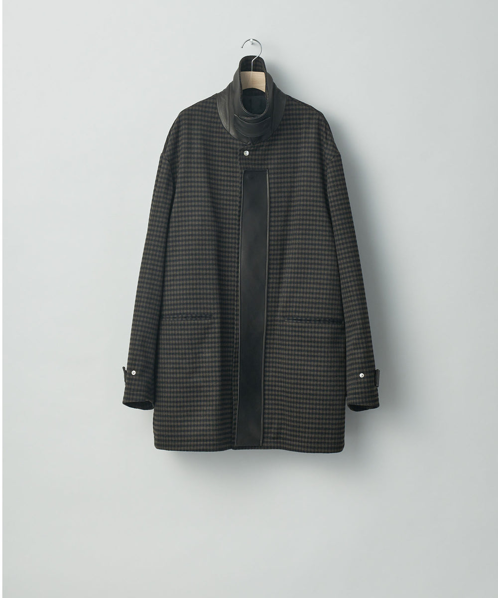 stein(シュタイン)の23AWコレクションLEATHER FLY FRONT LONG JACKETのGINGHAM
