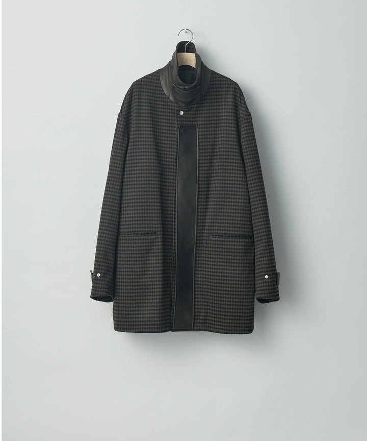 stein(シュタイン)の23AWコレクションLEATHER FLY FRONT LONG JACKETのGINGHAM