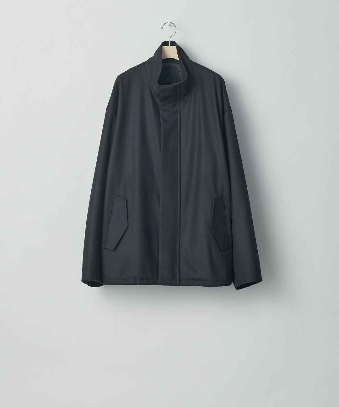 stein(シュタイン)の23AWコレクションMELTON STAND COLLAR ZIP SHORT JACKETのDARK NAVY