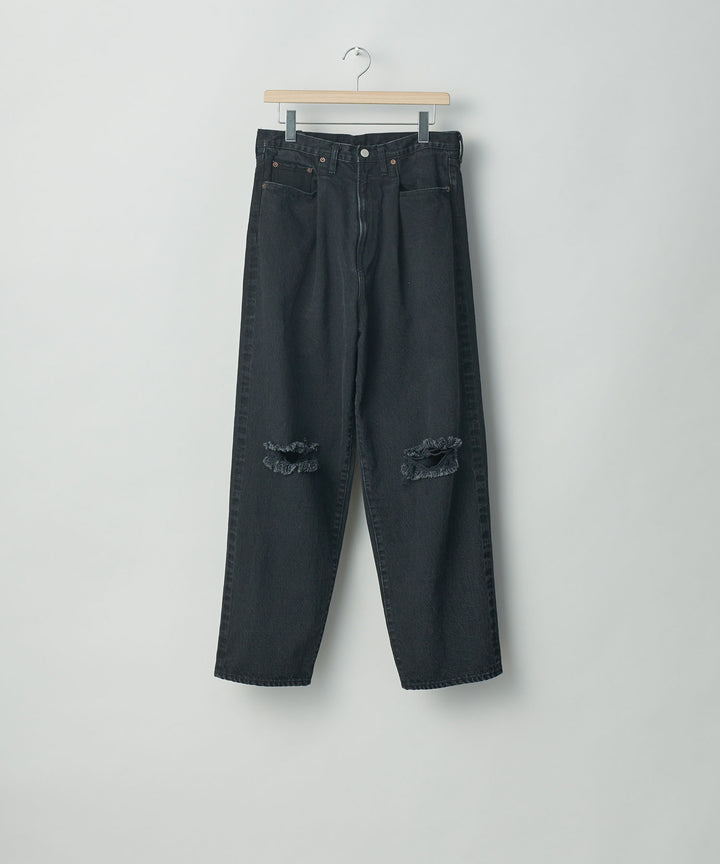 stein(シュタイン)の23AWコレクションVINTAGE REPRODUCTION DAMAGE WIDE DENIM JEANSのBLACK