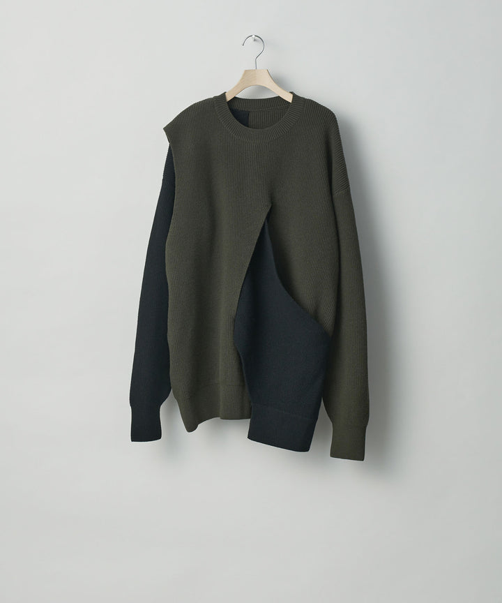 stein(シュタイン)の23AWコレクションCROSSOVER KNIT LSのMILITARY KHAKI × BLACK