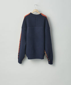 stein(シュタイン)の23AWコレクションCOLOR COMBINATION KNIT LSのORANGE × NAVY