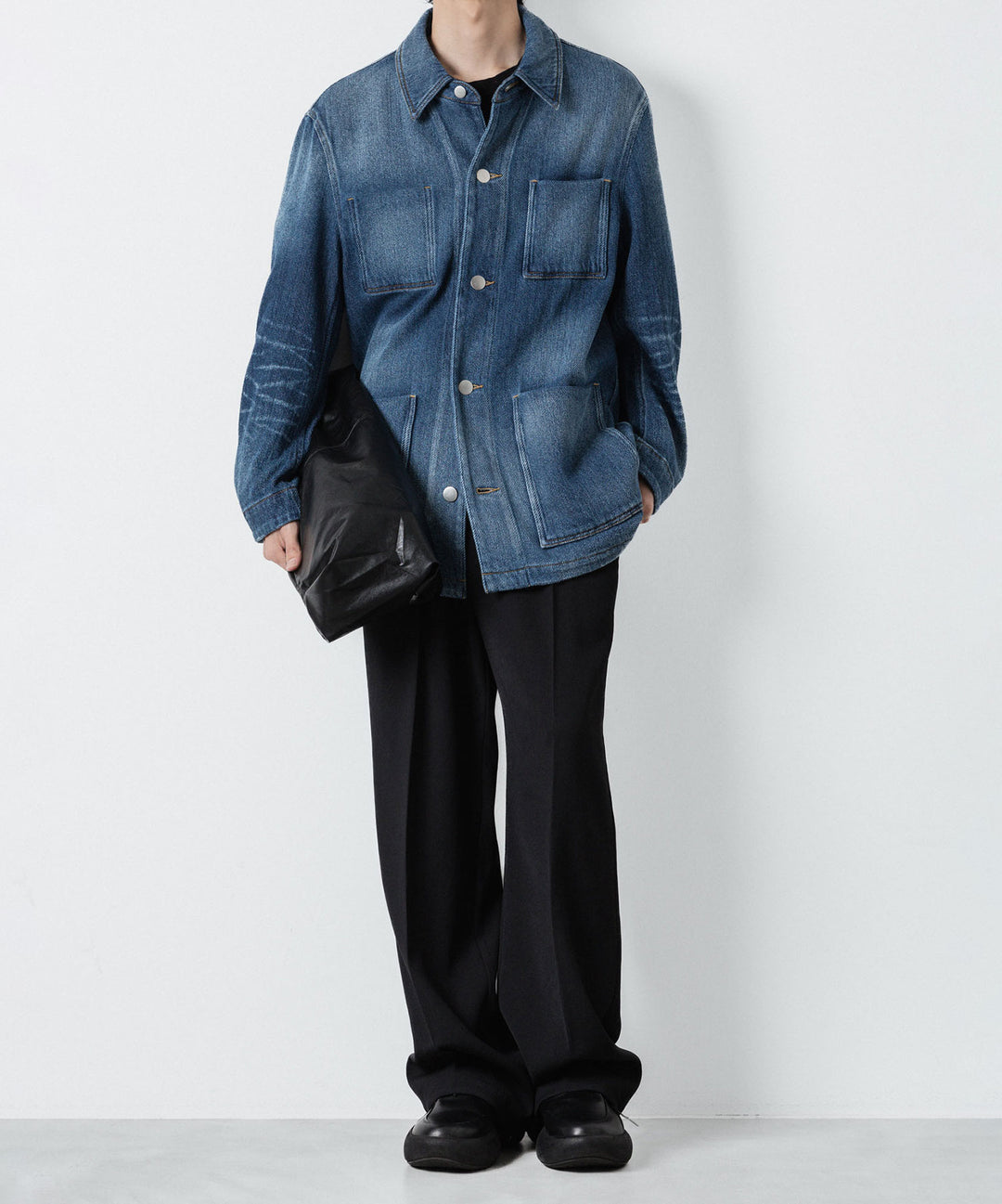 VEIN ヴェインのSATIN DENIM COVERALLS JKT - NAVYの公式通販サイトsession福岡セレクトショップ