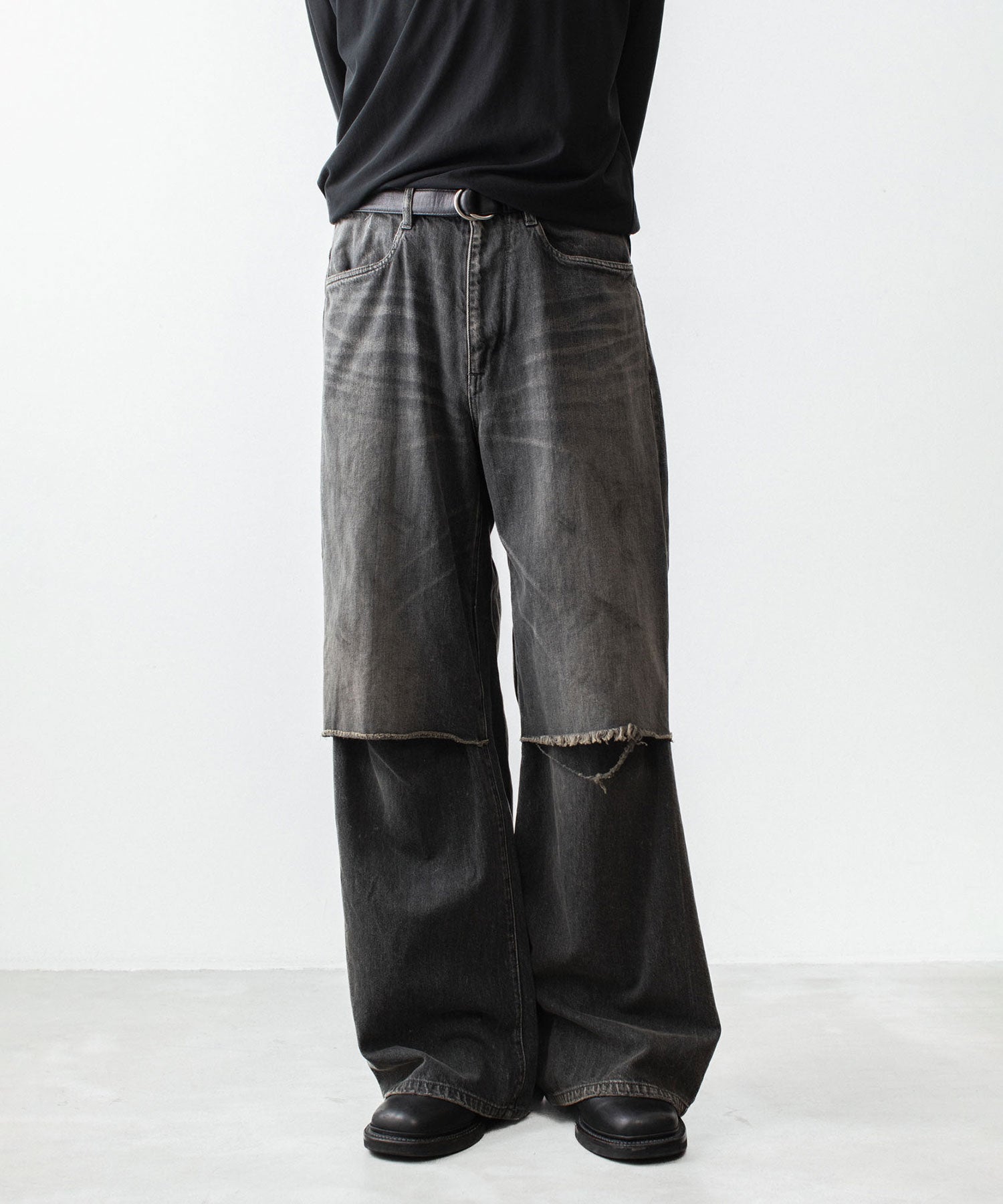 VEIN 】11OZ DENIM CUT OFF BAGGY JEANS - BLACK | 公式通販サイト 