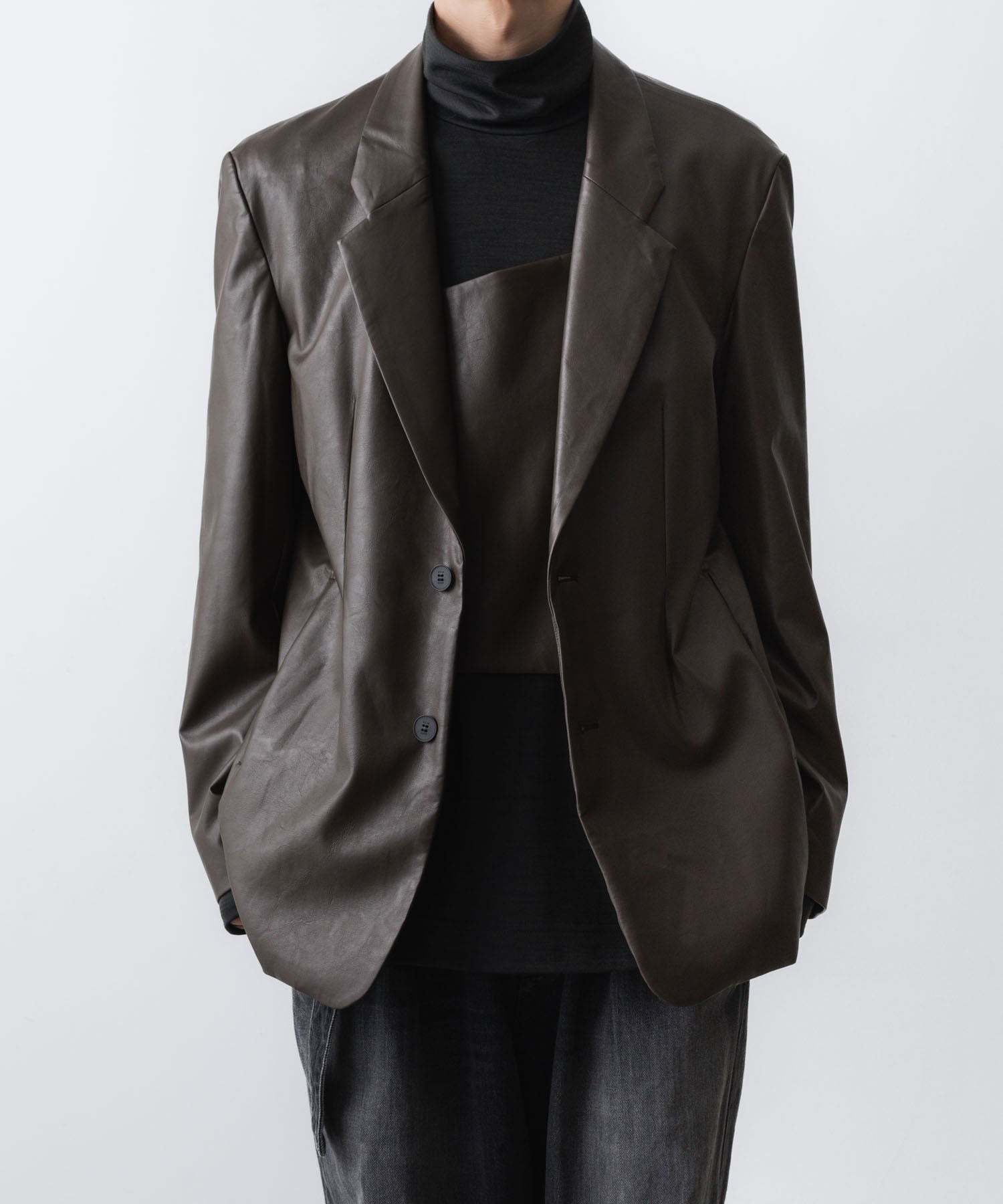 VEIN ヴェインのSYNTHETIC LEATHER 2B JKT - BROWNの公式通販サイトsession福岡セレクトショップ