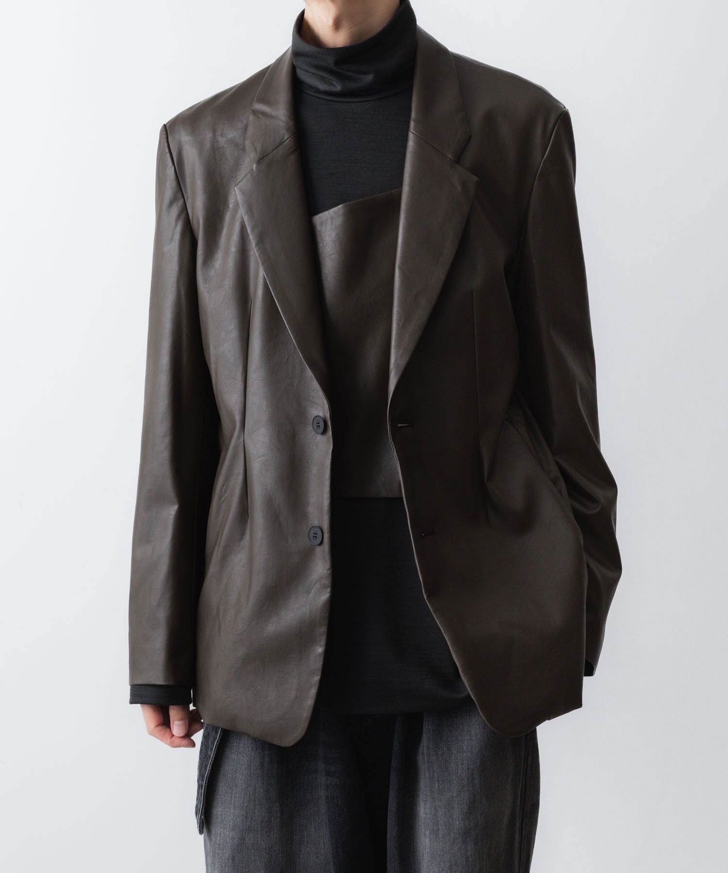 VEIN ヴェインのSYNTHETIC LEATHER 2B JKT - BROWNの公式通販サイトsession福岡セレクトショップ