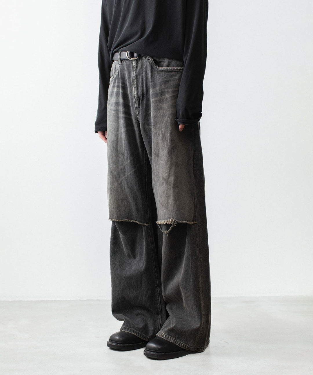VEIN ヴェインの11OZ DENIM CUT OFF BAGGY JEANS - BLACKの公式通販サイトsession福岡セレクトショップ