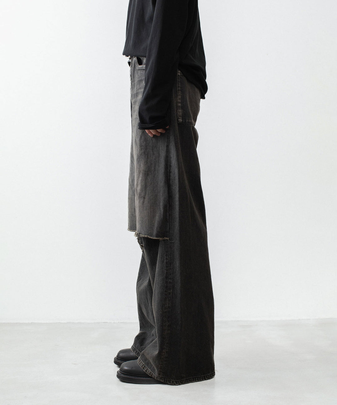 VEIN ヴェインの11OZ DENIM CUT OFF BAGGY JEANS - BLACKの公式通販サイトsession福岡セレクトショップ