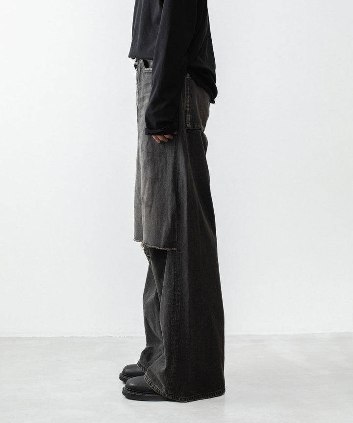 VEIN ヴェインの11OZ DENIM CUT OFF BAGGY JEANS - BLACKの公式通販サイトsession福岡セレクトショップ