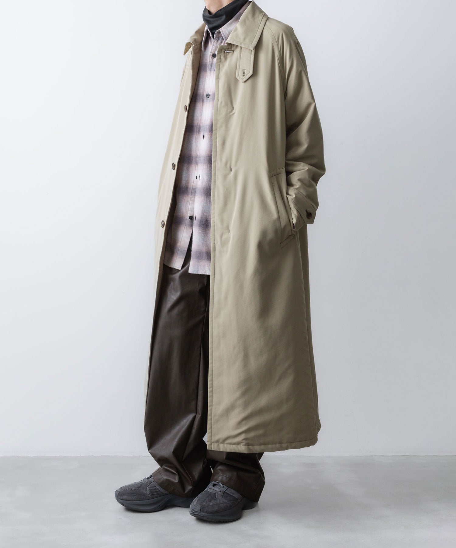 VEIN ヴェインのSYNTHETIC LEATHER 1TUCK TROUSERS - BROWNの公式通販サイトsession福岡セレクトショップ