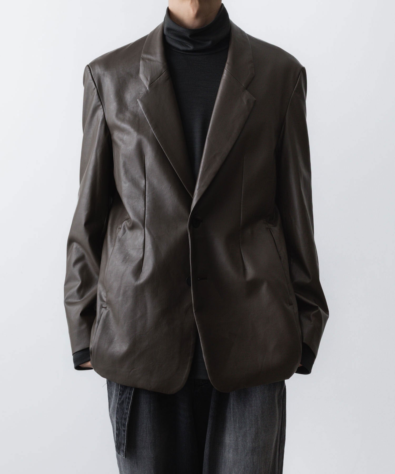 VEIN ヴェインのSYNTHETIC LEATHER 2B JKT - BROWNの公式通販サイトsession福岡セレクトショップ