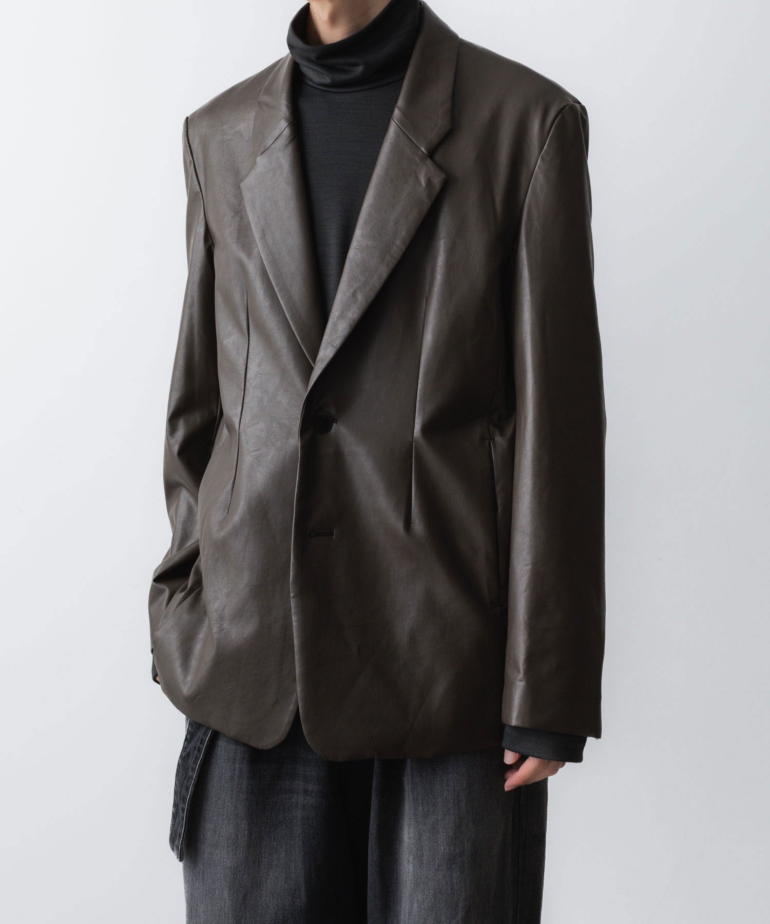 VEIN ヴェインのSYNTHETIC LEATHER 2B JKT - BROWNの公式通販サイトsession福岡セレクトショップ