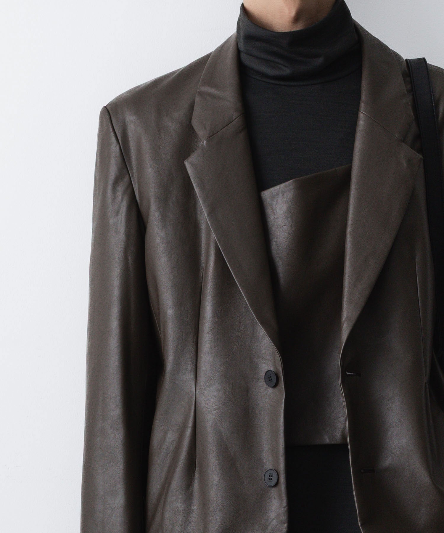 VEIN ヴェインのSYNTHETIC LEATHER 2B JKT - BROWNの公式通販サイトsession福岡セレクトショップ