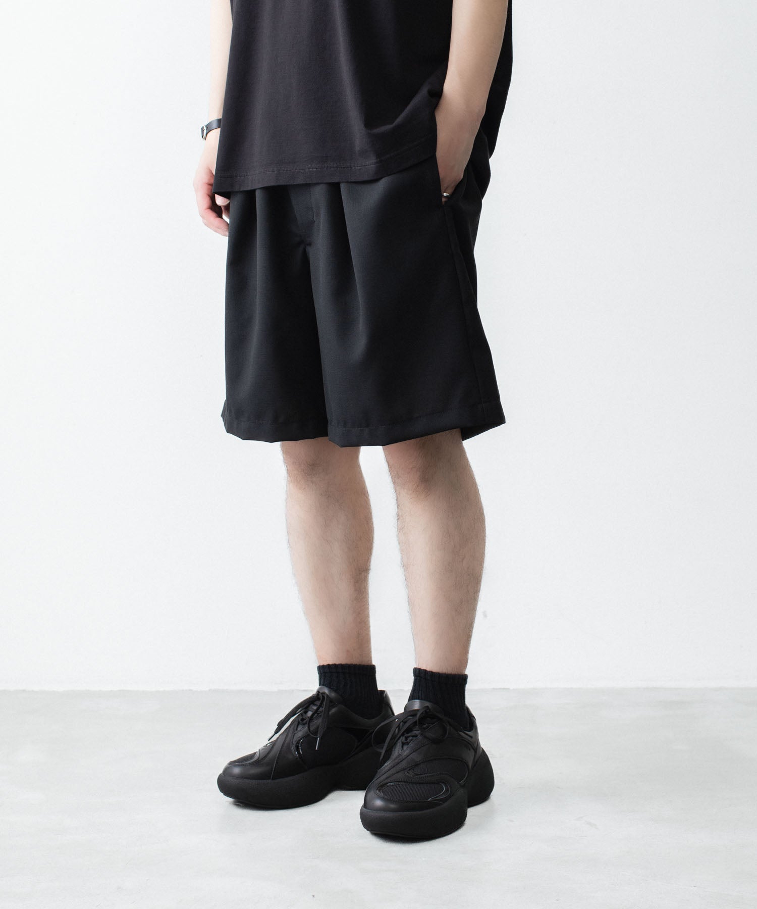 VEIN 】3/60 HIGH TWIST WOOL TRO EASY SHORTS - BLACK | 公式通販
