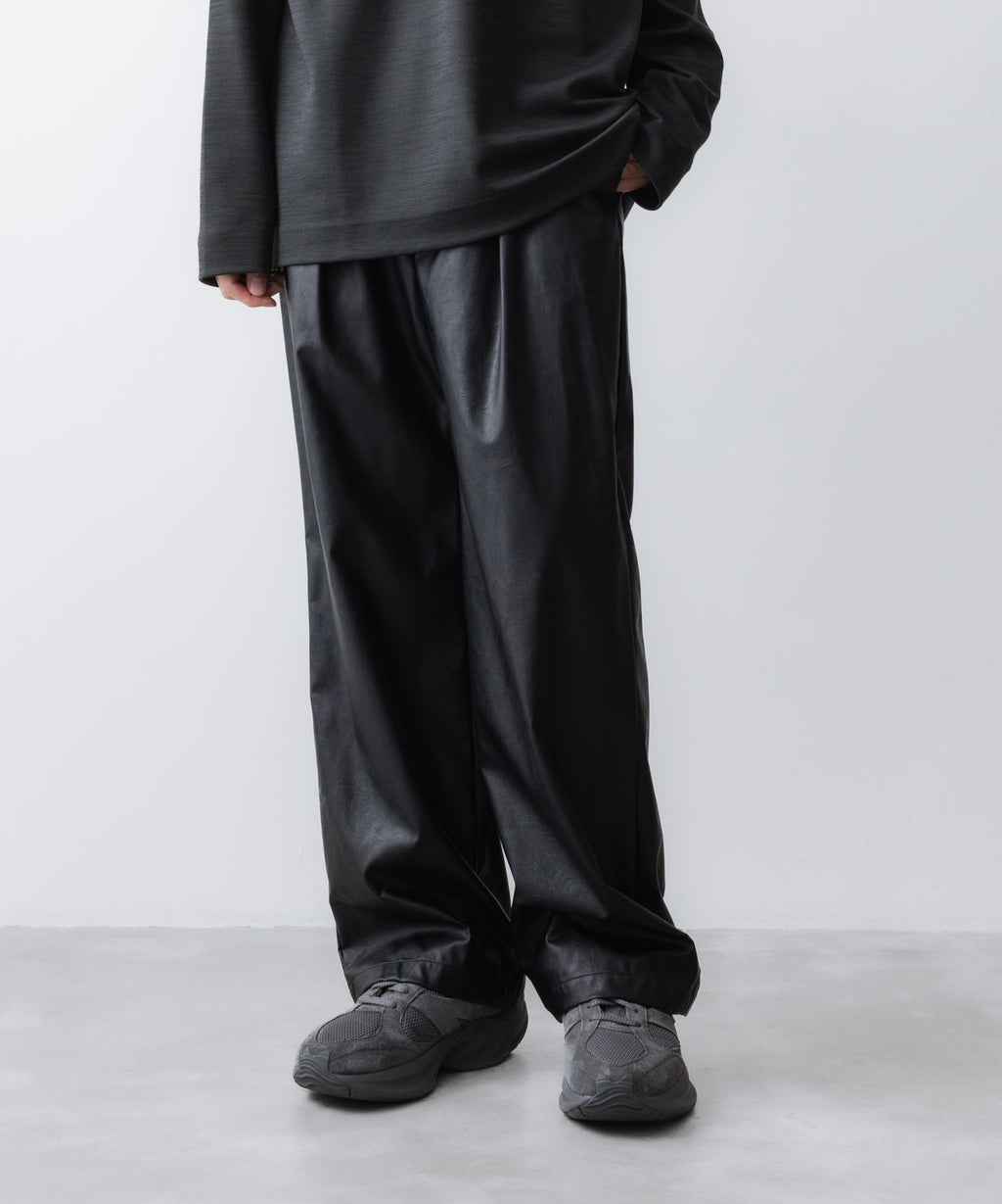 VEIN ヴェインのSYNTHETIC LEATHER 1TUCK TROUSERS - BLACKの公式通販サイトsession福岡セレクトショップ
