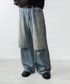 【 VEIN 】11OZ DENIM CUT OFF BAGGY JEANS - L.NAVY