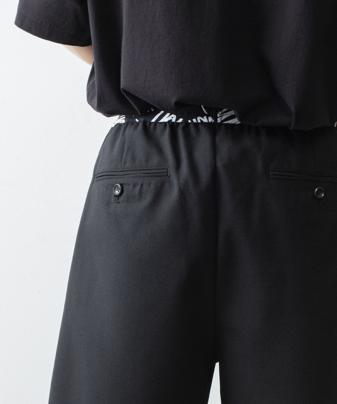VEIN ヴェインの3/60 HIGH TWIST WOOL TRO EASY SHORTS - BLACKの公式通販サイトsession福岡セレクトショップ