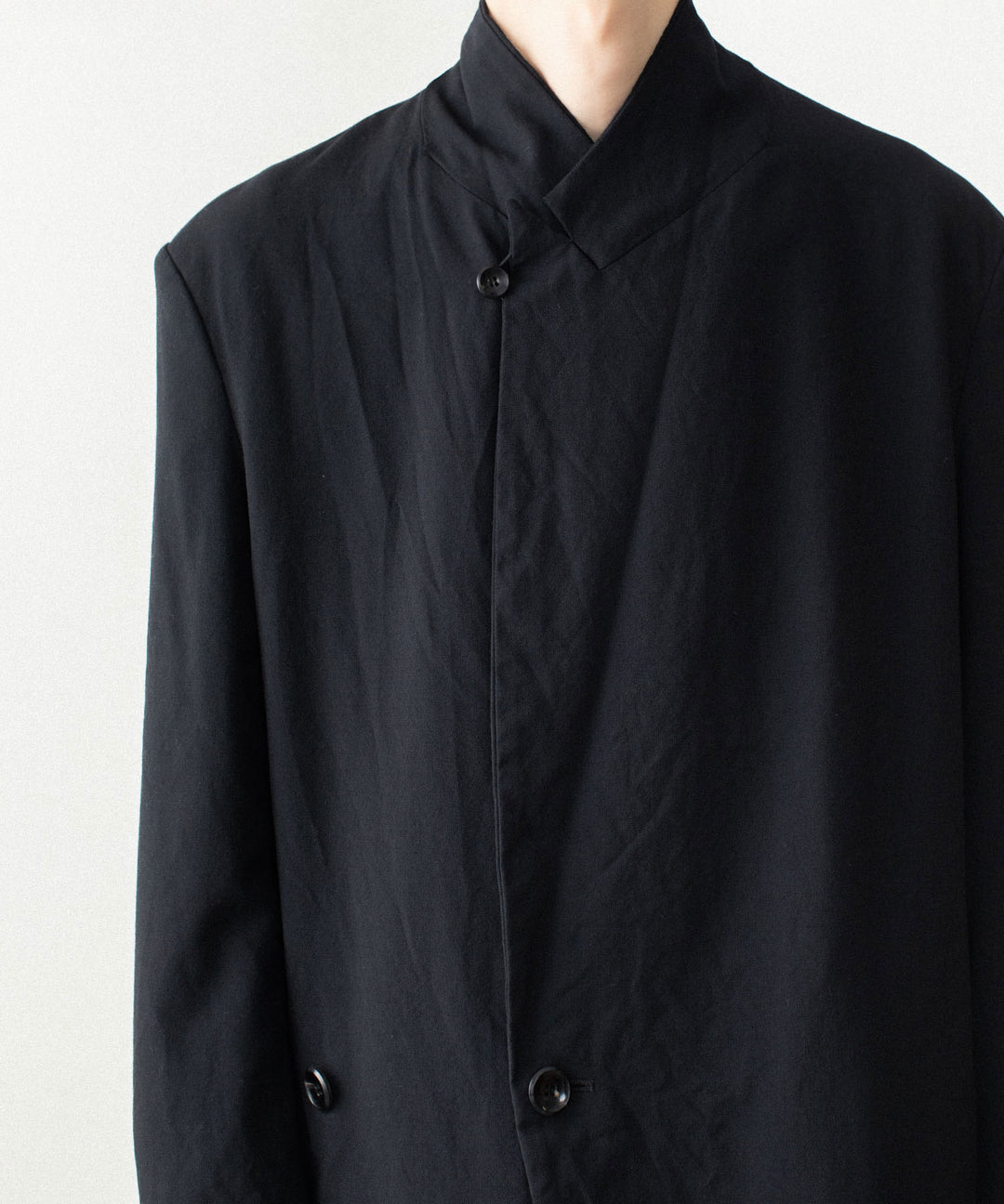 【 VEIN 】SHRINK WO CLOTH OVER JACKET - BLACK