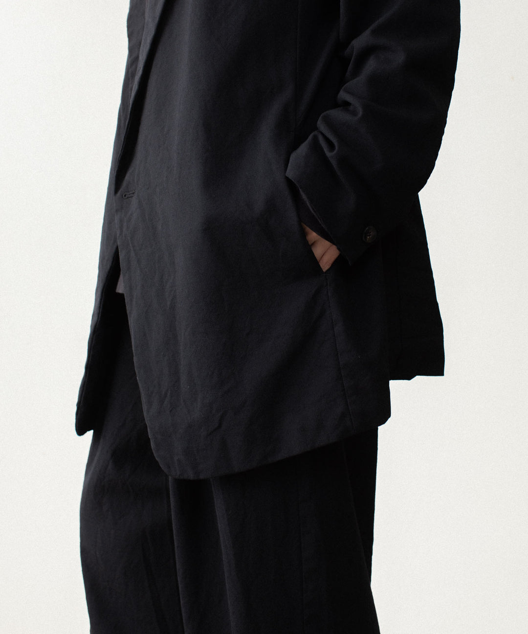 【 VEIN 】SHRINK WO CLOTH OVER JACKET - BLACK