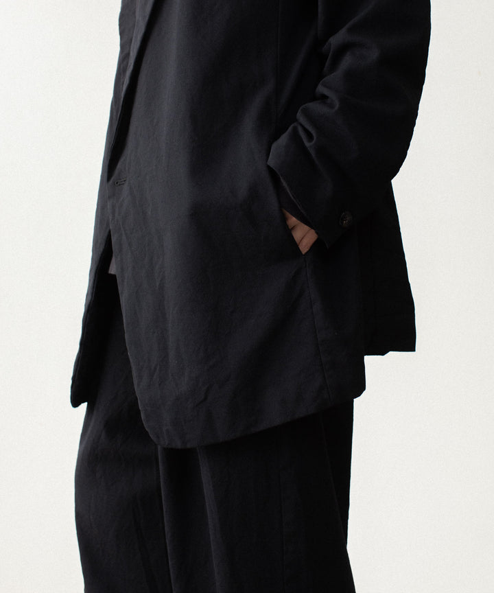 【 VEIN 】SHRINK WO CLOTH OVER JACKET - BLACK