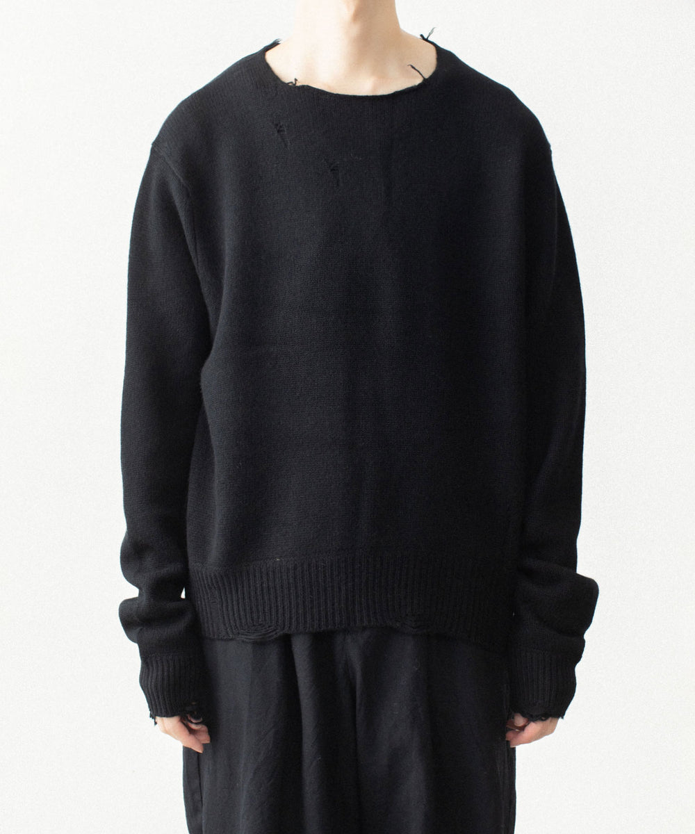 VEIN ヴェインのWOOL CASHMERE KNIT DISTRESSED PULLOVER - BLACKの公式通販サイトsession福岡セレクトショップ