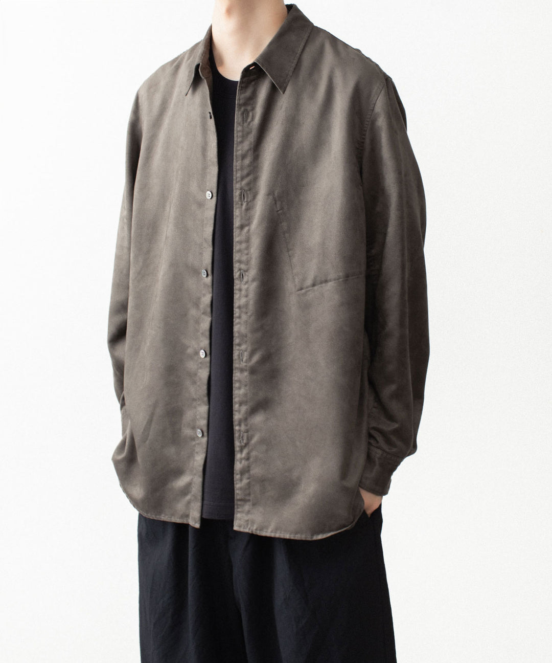 VEIN ヴェインのSYNTHETIC SUEDE L/S SHIRT - KHAKIの公式通販サイトsession福岡セレクトショップ