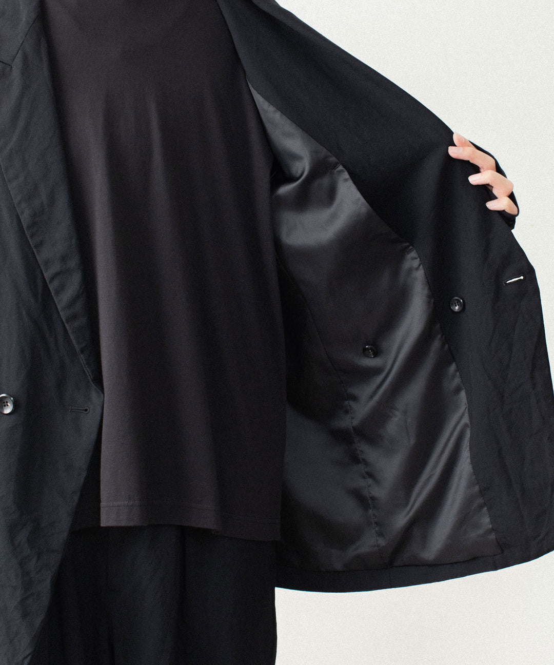 【 VEIN 】SHRINK WO CLOTH OVER JACKET - BLACK