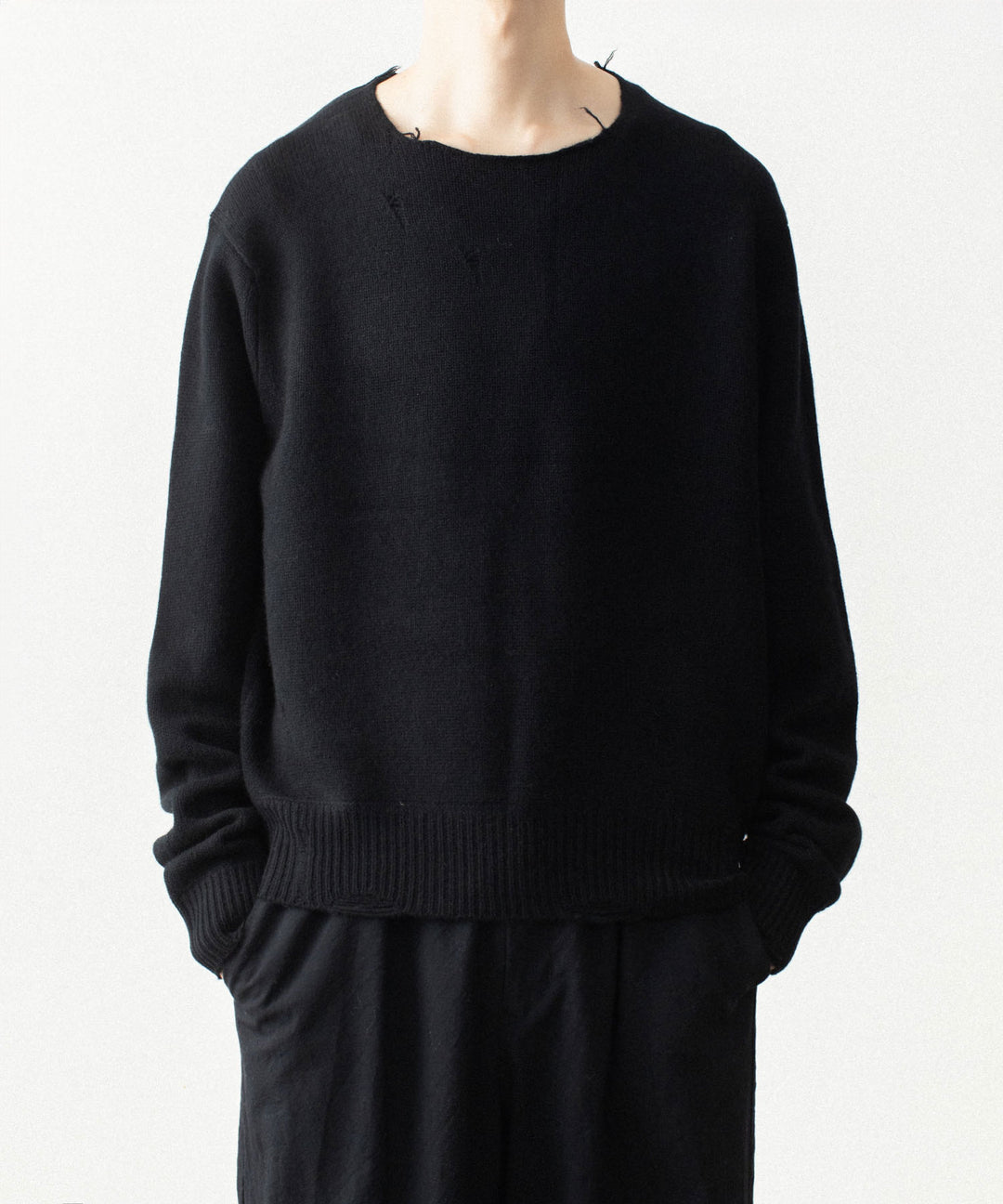 VEIN ヴェインのWOOL CASHMERE KNIT DISTRESSED PULLOVER - BLACKの公式通販サイトsession福岡セレクトショップ