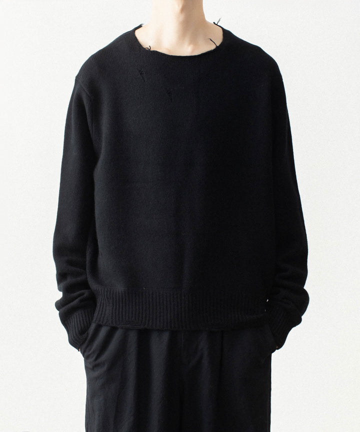 VEIN ヴェインのWOOL CASHMERE KNIT DISTRESSED PULLOVER - BLACKの公式通販サイトsession福岡セレクトショップ