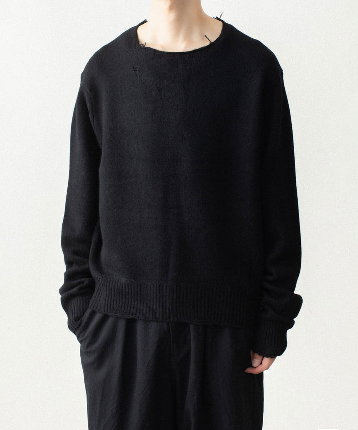 VEIN ヴェインのWOOL CASHMERE KNIT DISTRESSED PULLOVER - BLACKの公式通販サイトsession福岡セレクトショップ